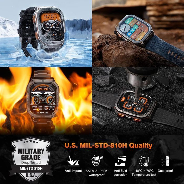 KOSPET M3 Ultra Montre Connectée homme Montre Sport GPS 40+ jours 50m Etanche Tracker d'Activit Répondre/appeler Sommeil -Argent