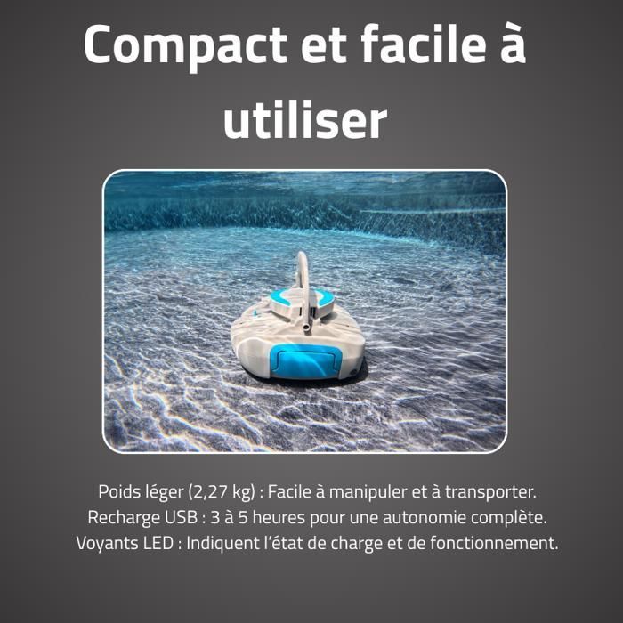 BESTWAY Bestway Robot piscine Rechargeable Quartz - nettoyage fond plat - 10 m² max