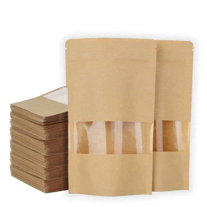 Bolsas de papel kraft para alimentos - 12x20 cm - Paquete de 200 - Reutilizables - Impermeables