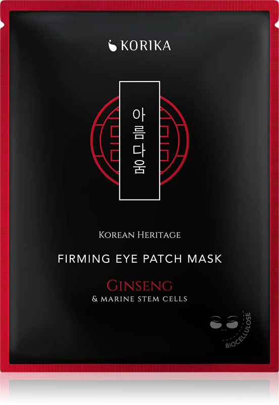Máscara firmadora para olhos KORIKA com ginseng coreano e células-tronco marinhas.