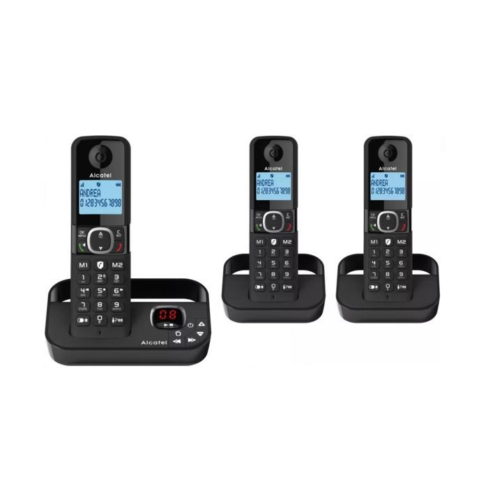 Téléphone sans fil - ALCATEL - F860VOICETRIONOIR - 3 combinés - Mains libres - Alphanumérique rétro-éclairé