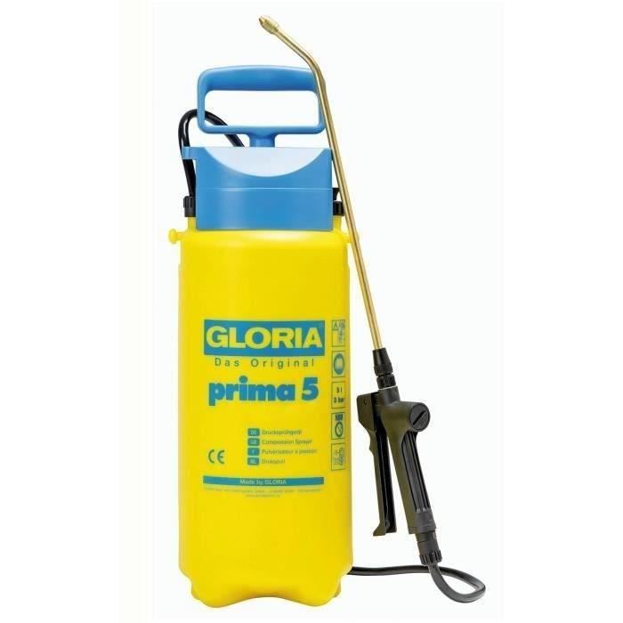 Drucksprühgerät – GLORIA – Prima 5 – 5 l – Gelb und blau – mit Messinglanze und Düse
