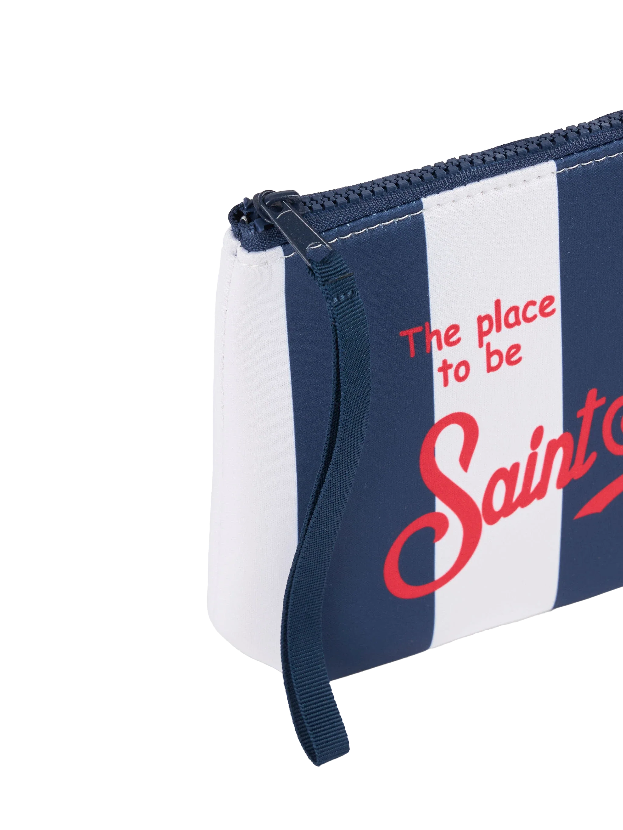 Bolso de mano Aline de neopreno con estampado de rayas azules