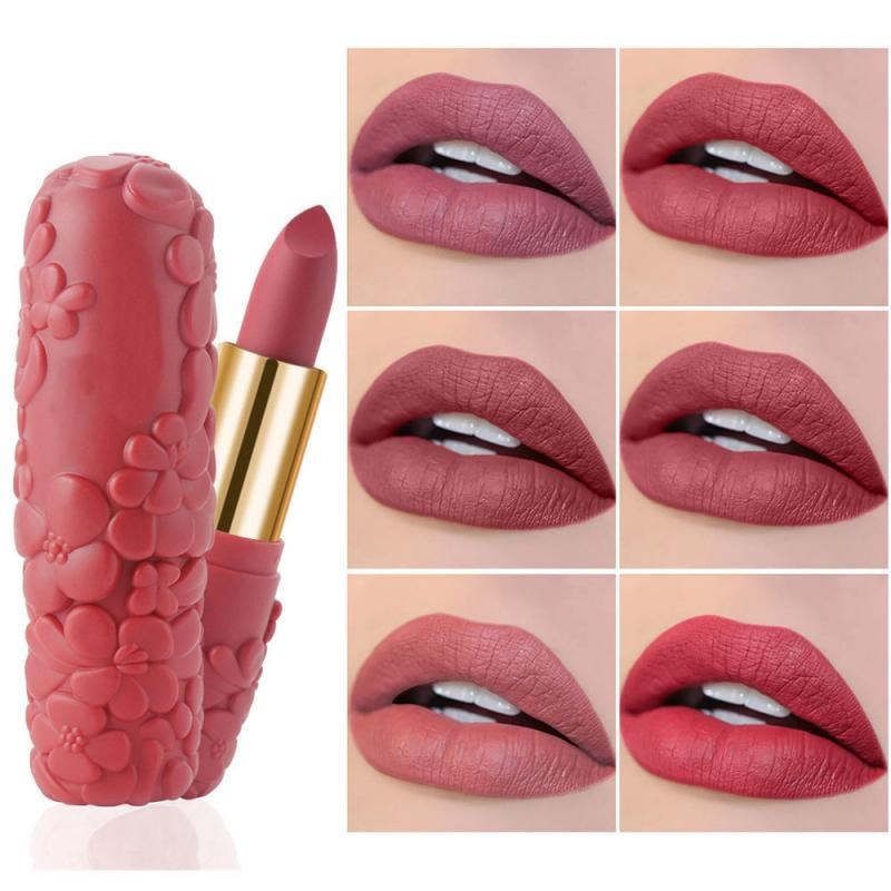 Rouge à lèvres mat 6 couleurs, style romantique européen et américain, base de maquillage effet pétale, waterproof, TSLM1