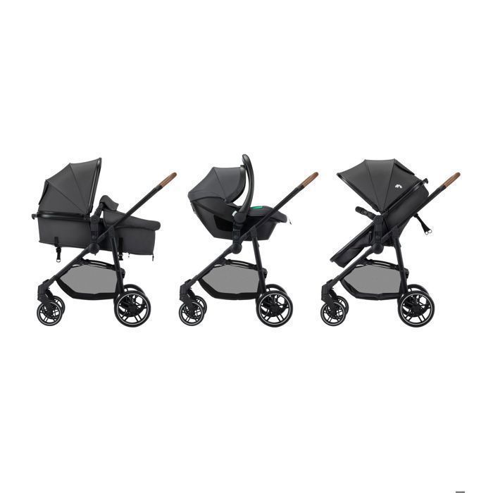 BEBECONFORT HAZE TRIO LUX Passeggino 3 in 1, navicella + seggiolino auto i-Size + parapioggia + borsa fasciatoio, 0-22 kg, grafite minerale