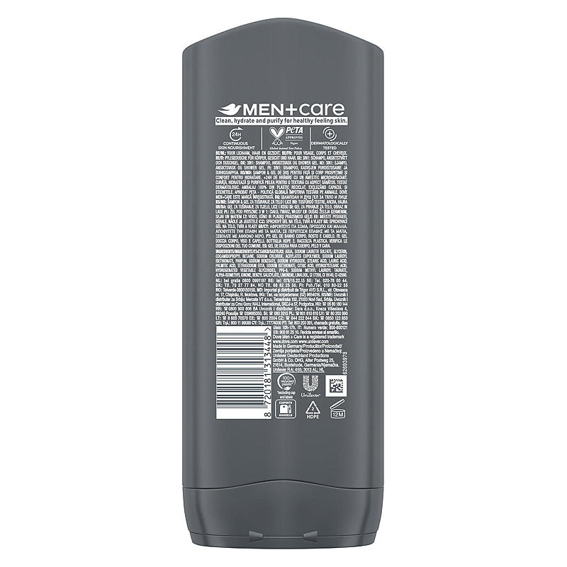 Jabón de ducha Dove 400 ml Cuidado masculino Puro confort