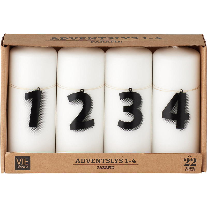 Velas de Adviento Vie Home, paquete de 4, 12 cm, 1-4 velas, blancas