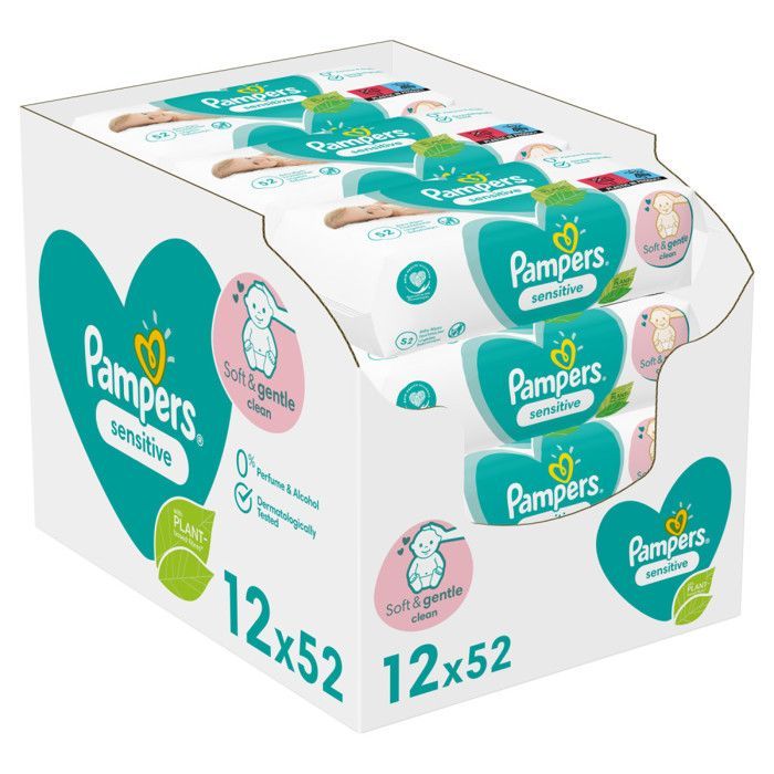 Toallitas húmedas sensibles Pampers, 12 x 52 unidades
