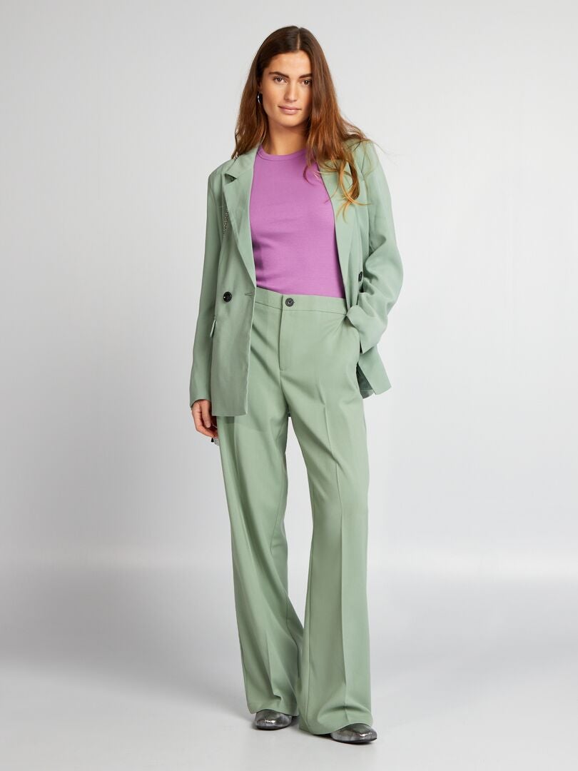 Pantalones clásicos de pierna ancha - VERDE
