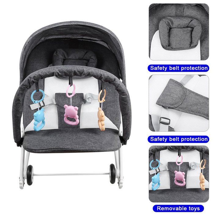 XUANYU.Transat Fille - Transat balancelle pliable-Balancelle bebe electrique - Avce moustiquaire-Pour Naissance à 12 Mois - Gris