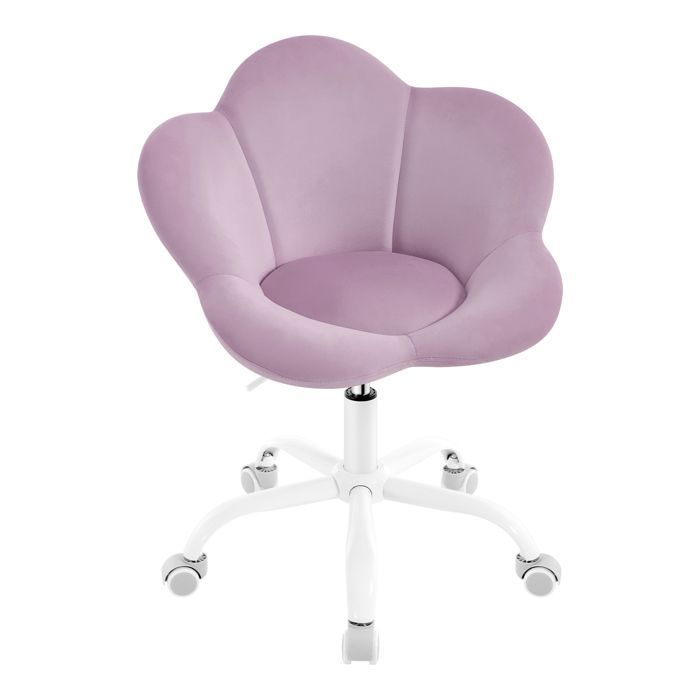 Chaise Bureau Enfant en Forme de Pétale - WOLTU Chaise Pivotante en Velours - Siège Rembourré - Violet Clair