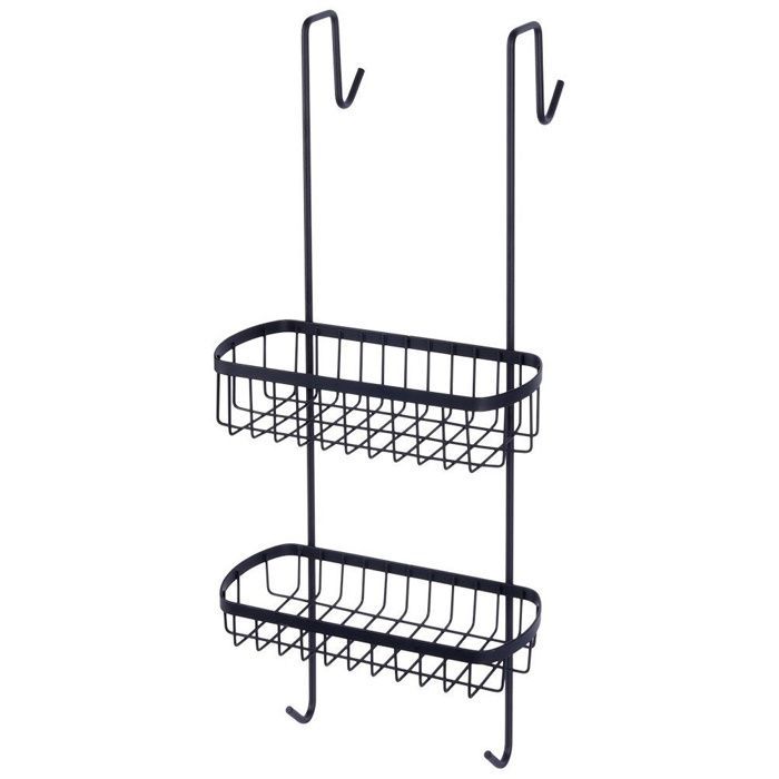 VILDE Étagère de douche - Métal Noir Durable - Installation Facile - sans Perçage - 22x19 x54,5 cm