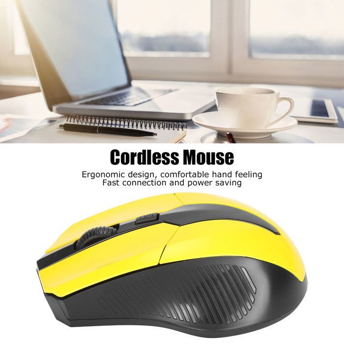 Mouse wireless per computer SURENHAP, mouse wireless 2.4G, mini mouse ottico ergonomico per computer, giallo