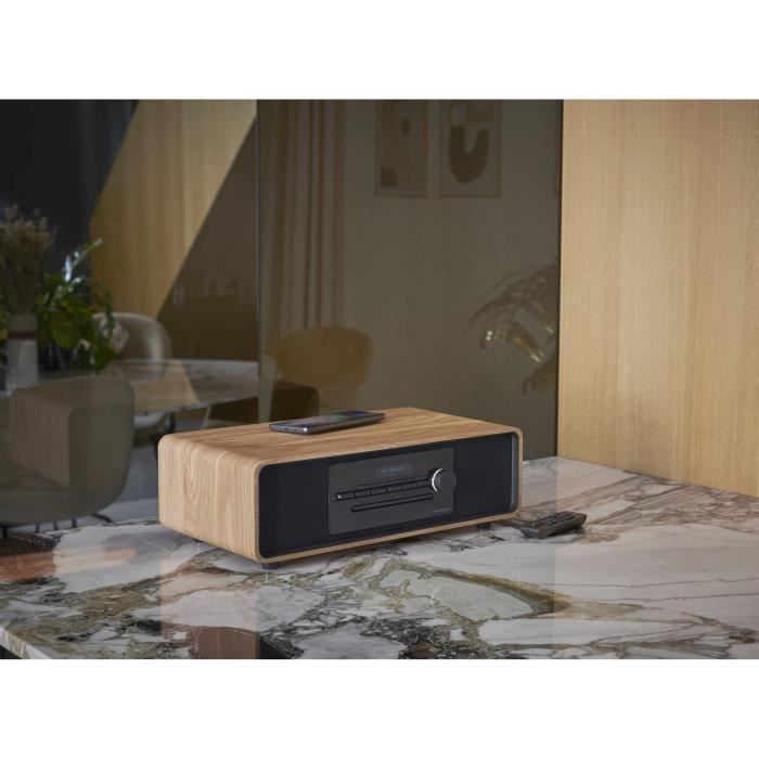 Sistema micro Hi-Fi Bluetooth - THOMSON - Madera/Negro - Radio FM/DAB+/CD/MP3/USB/Inducción, 60 W, pantalla LCD, mando a distancia, fuente de alimentación de 230 V