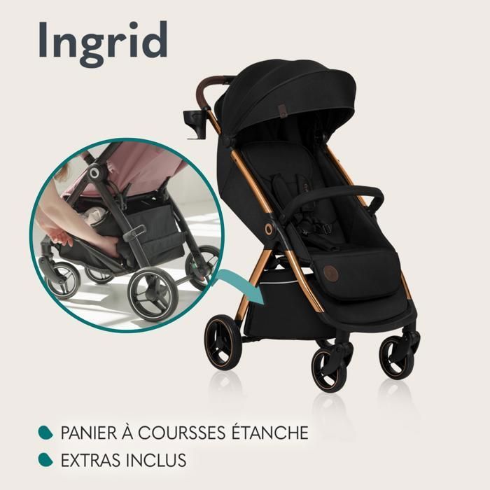 Poussette compacte LIONELO Ingrid - Amortissements - Jusqu'à 22 kg - Légère & pliable - Rose