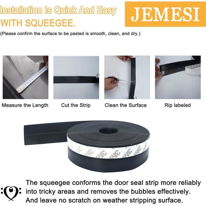 Bas de Porte Adhésif,10M x 3,5CM Bande d'étanchéité Auto-adhésive de Silicone pour Porte et Fenetre. Protection contre l 'eau(Noir)