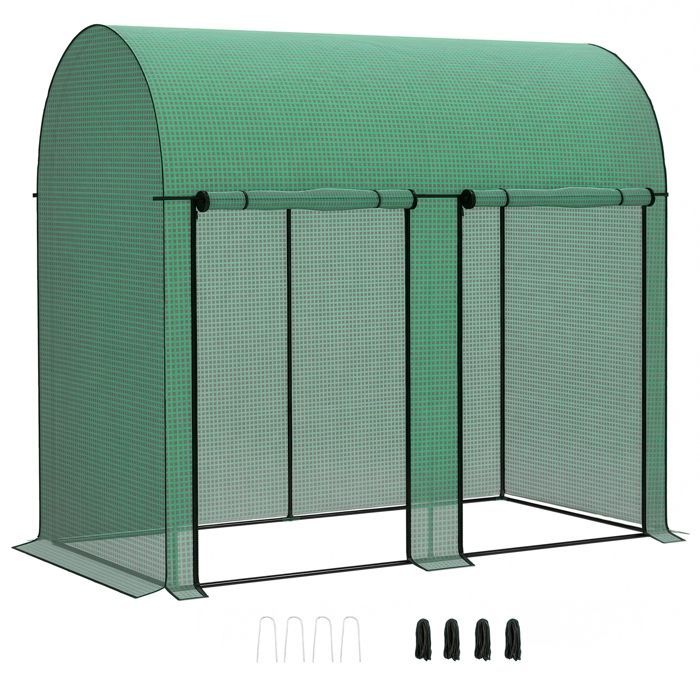 Serre de jardin - Outsunny - 2 m² - 2 portes zippées enroulables - acier PE haute densité 140 g/m² anti-UV - 2 x 1 x 1,78 m - vert