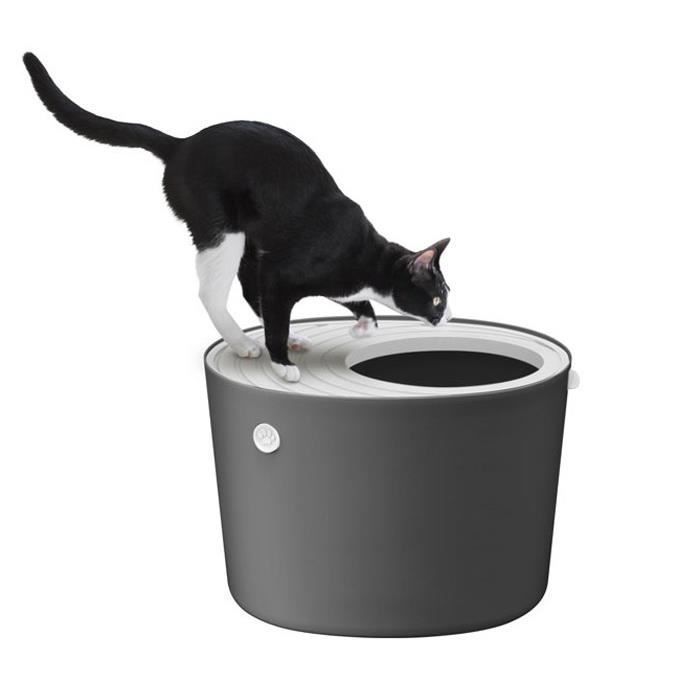 IRIS OHYAMA - Bac à Litière fermé - Pelle incluse - Couvercle à trous - Pour chat - Cat Litter Box Jump-in - Gris