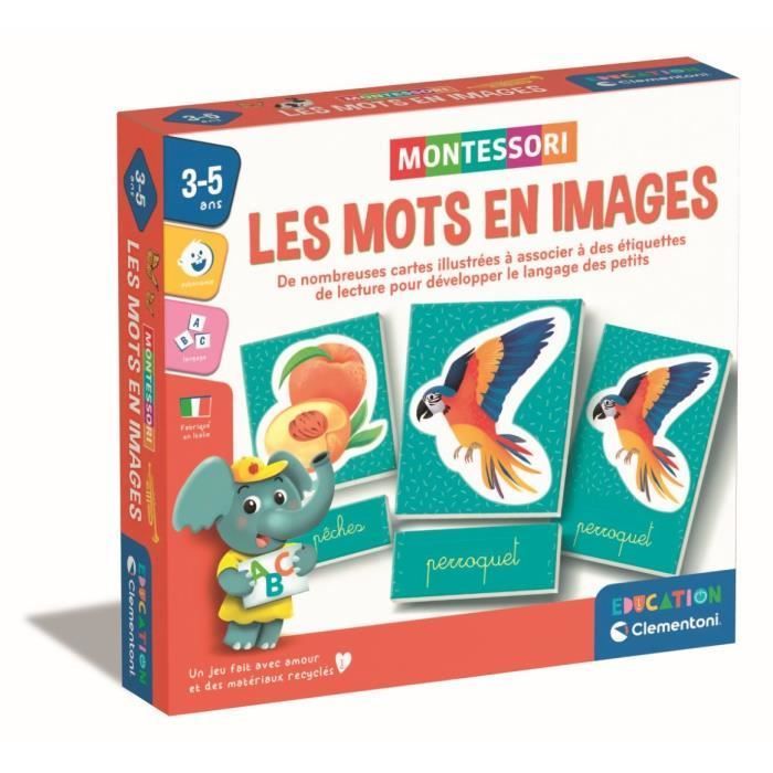 Montessori - Clementoni - Palabras en imágenes - Juego educativo para el desarrollo del vocabulario - A partir de 3 años