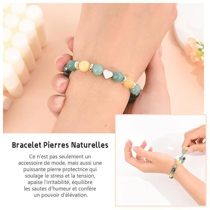 Pulsera de piedra natural, regalo para mujer, idea de regalo para adolescentes, regalos de Navidad para mujer, regalo de cumpleaños (verde)
