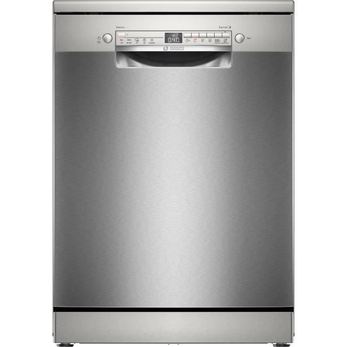 Lave-vaisselle pose libre BOSCH SMS2HVI02E SER2 - 14 couverts - Induction - L60cm - 46 dB - tiroir à couverts - Acier brossé
