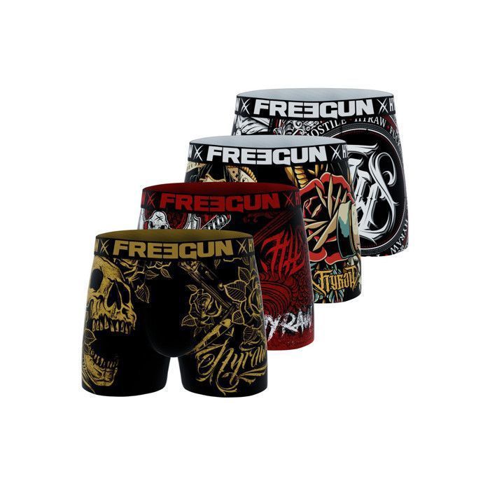 Freegun HYRAW Men's Boxer Shorts, Men's Underwear - Black (Pack of 4)