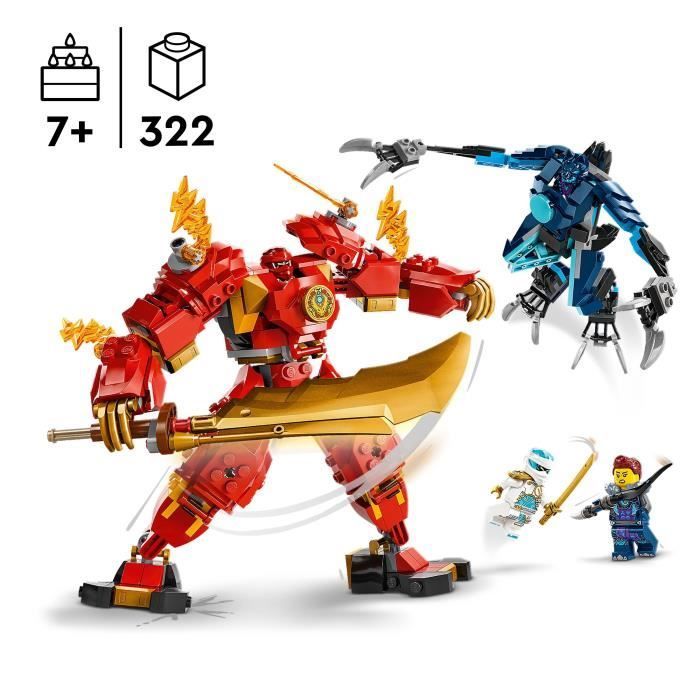 LEGO® 71808 NINJAGO Kais Elementarfeuer-Mech, Ninja-Spielzeug mit anpassbarer Figur sowie Kai- und Zane-Minifiguren
