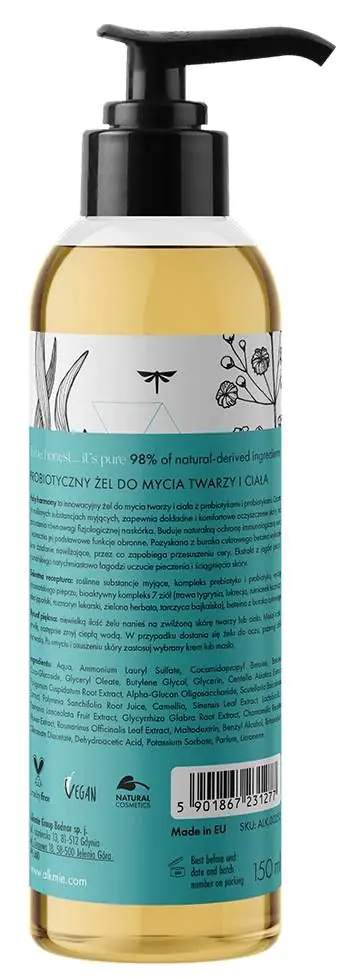 Alkmie Holy Harmony Probiotyczny żel do mycia twarzy i ciała, 150 ml