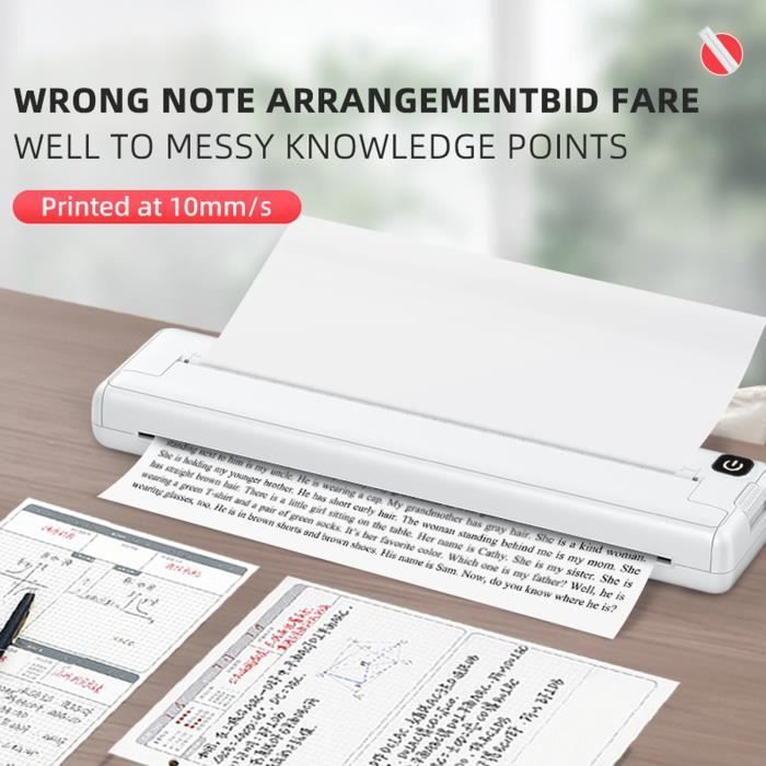 Impresora térmica A4 - V BESTLIFE - Bluetooth portátil - Sin tinta - 10 mm/s - 1000 mAh