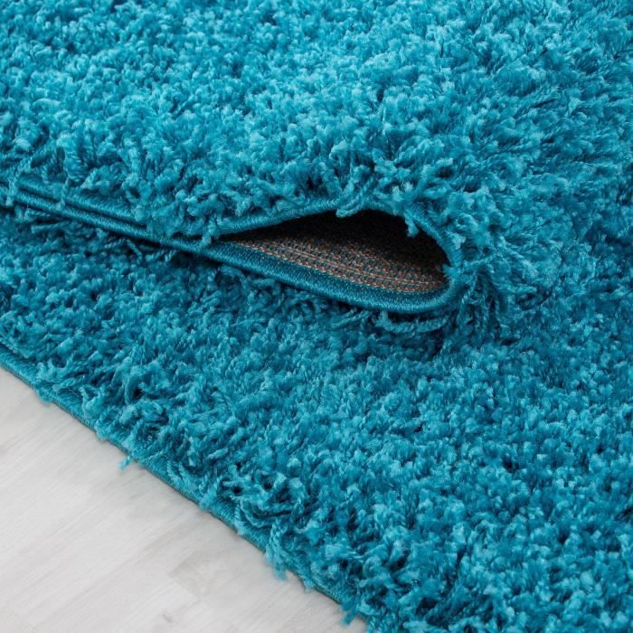 Plain turquoise shaggy rug - Brand - 160x230 cm - Synthetic - Living room
