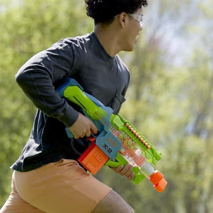 Nerf Elite 2.0 Double Punch Blaster motorisé, canons alternatifs Rapides, 50 fléchettes Nerf Elite, 2 chargeurs 10 fléchettes, dès 8