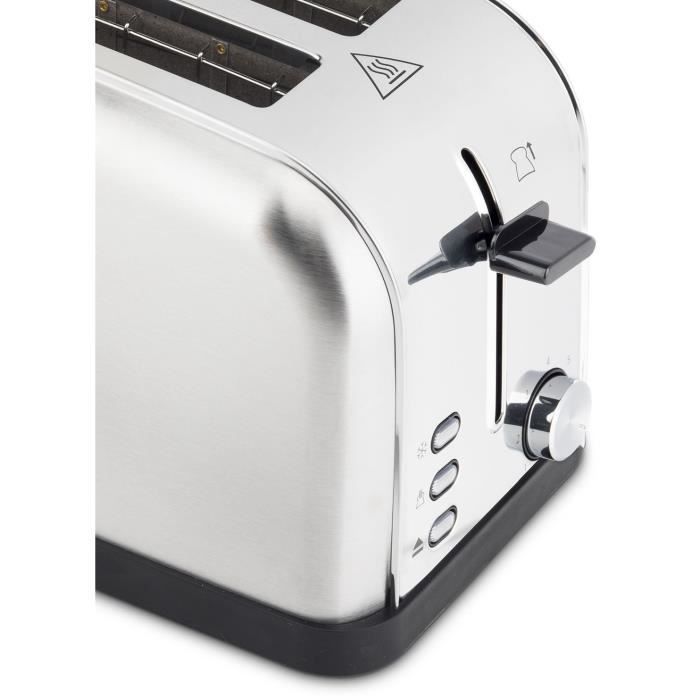 H.KOENIG TOAS28 Toaster – 2 Schlitze – 3 Funktionen – 7-stufig einstellbarer Thermostat – Edelstahl – Grau