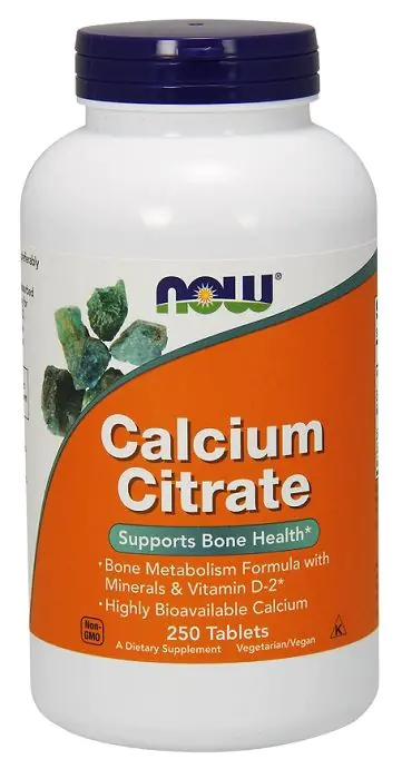 Now Foods Calcium Citrate With Minerals & Vitamin D-2, Preparat na wzmocnienie kości, Tabletki