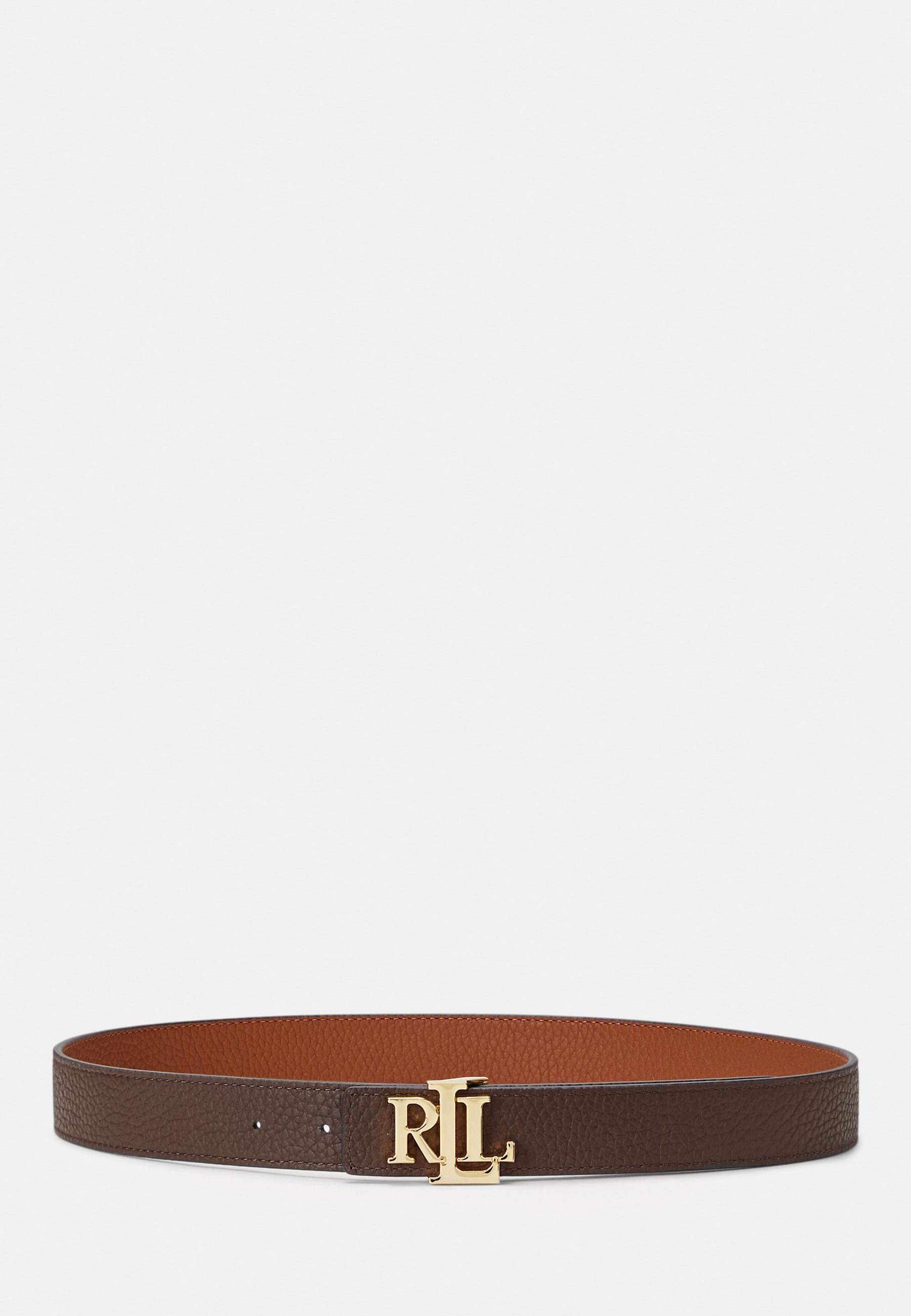 Lauren Ralph Lauren LOGO OMKEERBARE RIEM VAN GEGRAVEERD LEER - Riem - lichtbruin/donkerbruin
