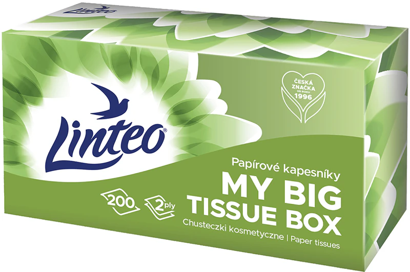 Linteo papieren tissues, tweelaags, 200 stuks per doos.