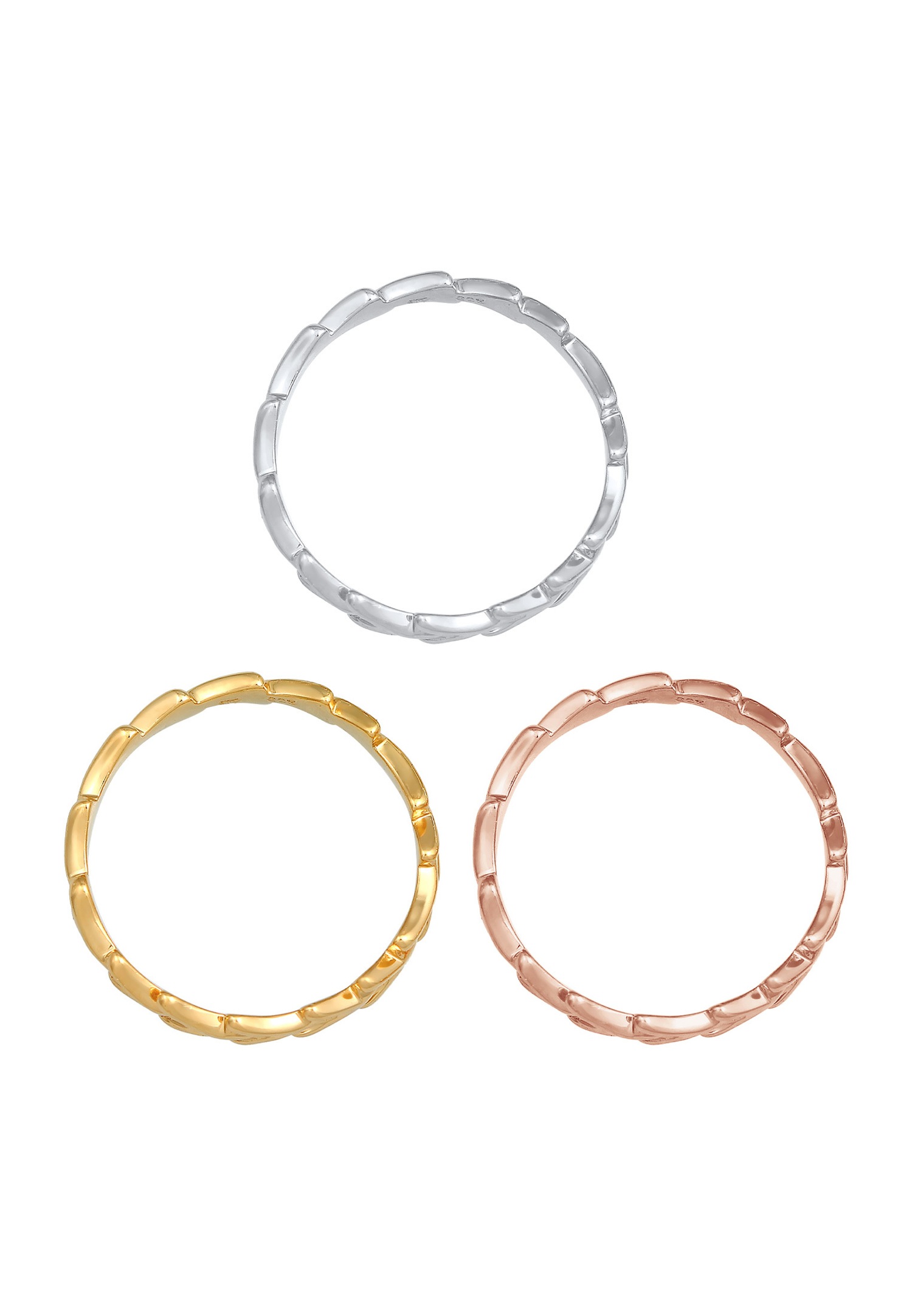 Elli Femmes pile tricolore Set de 3 en argent sterling 925