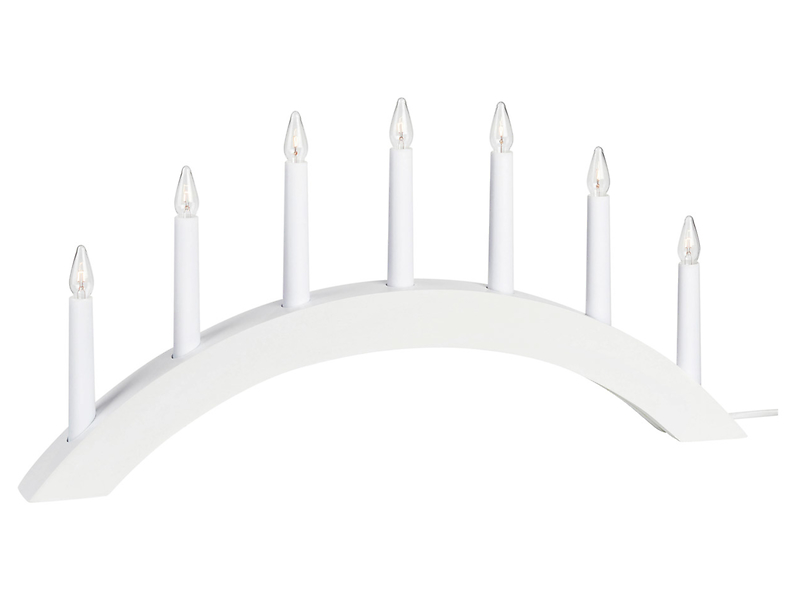 Lampa stołowa Atle 7-punktowa drewniana biała
