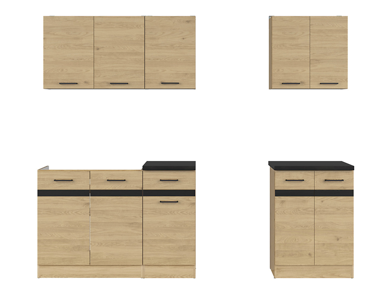 Komplet kuchenny Junona Line A 180 cm dąb bernstein z blatem