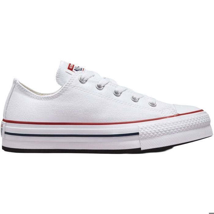 Converse Ctas Platfo Ox - Baskets basses fille blanc en canvas à lacets