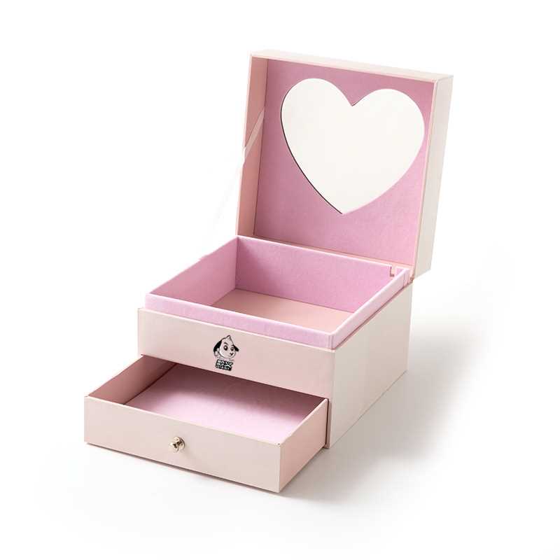 Caja de joyería rosa, moderna y encantadora. Caja de almacenamiento de papel ecológica.