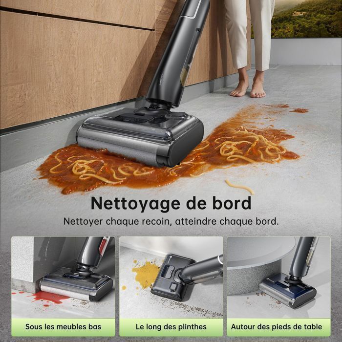 Vactidy Cleanova X7 - Draadloze steelstofzuiger en dweil - 20 kPa, 50 min. gebruiksduur, 1,4 l stofreservoir - 180° kantelbaar - Randreiniging - Nat/droog