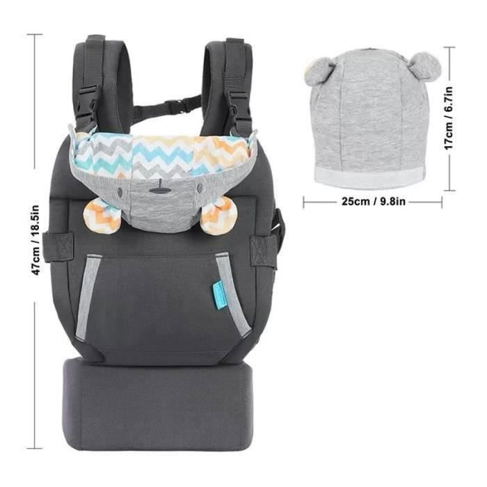 Canguru para bebês de 0 a 36 meses, para carregar na frente e nas costas. Fácil de transportar, com a alça cruzada na frente. Cinza.