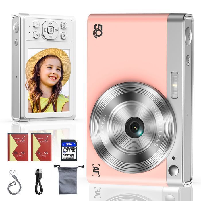 Cámara digital compacta Campark 1080P, 50MP, pantalla LCD de 2,8