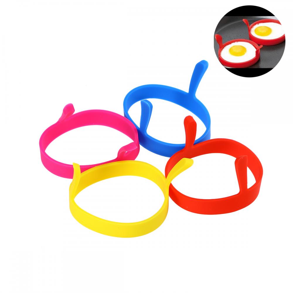 4 Colors Round Shaped Silicone Egg Fry Mold Omelettes with Handle (Random Color)