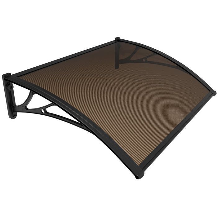 VOUNOT® Entrance Door Canopy 120x80cm - Polycarbonate - UV Resistant - Brown