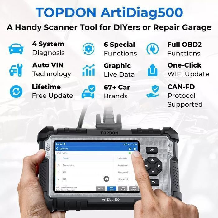 Aggiornamento del lettore di codici OBD2 ArtiDiag500 per strumenti di diagnostica auto: motore/ABS/SRS/OBD2.