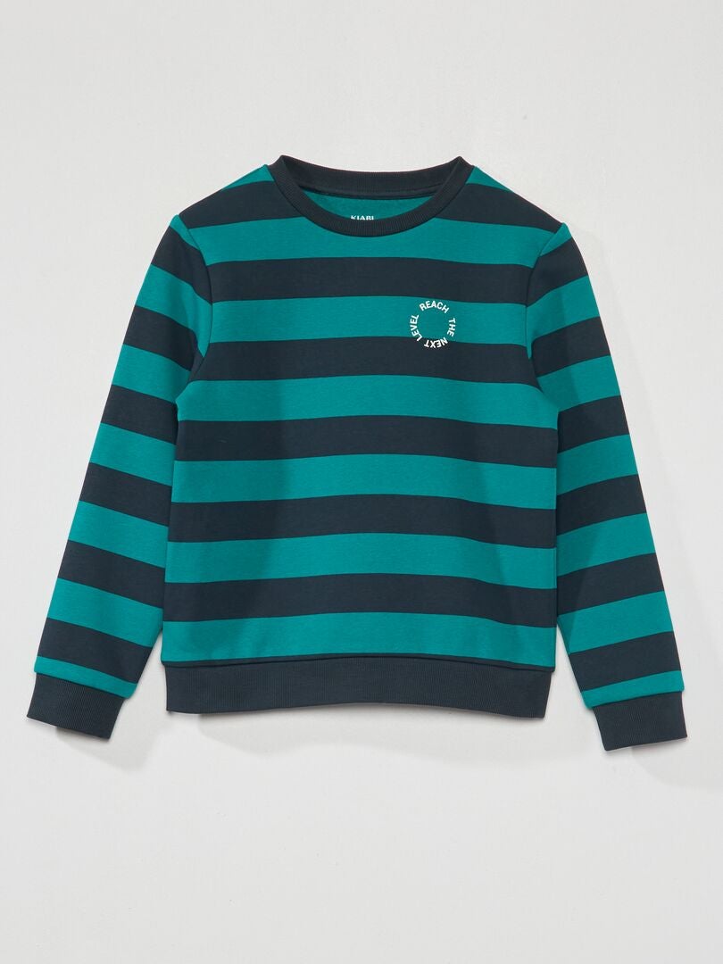 Sudadera de felpa a rayas anchas - VERDE