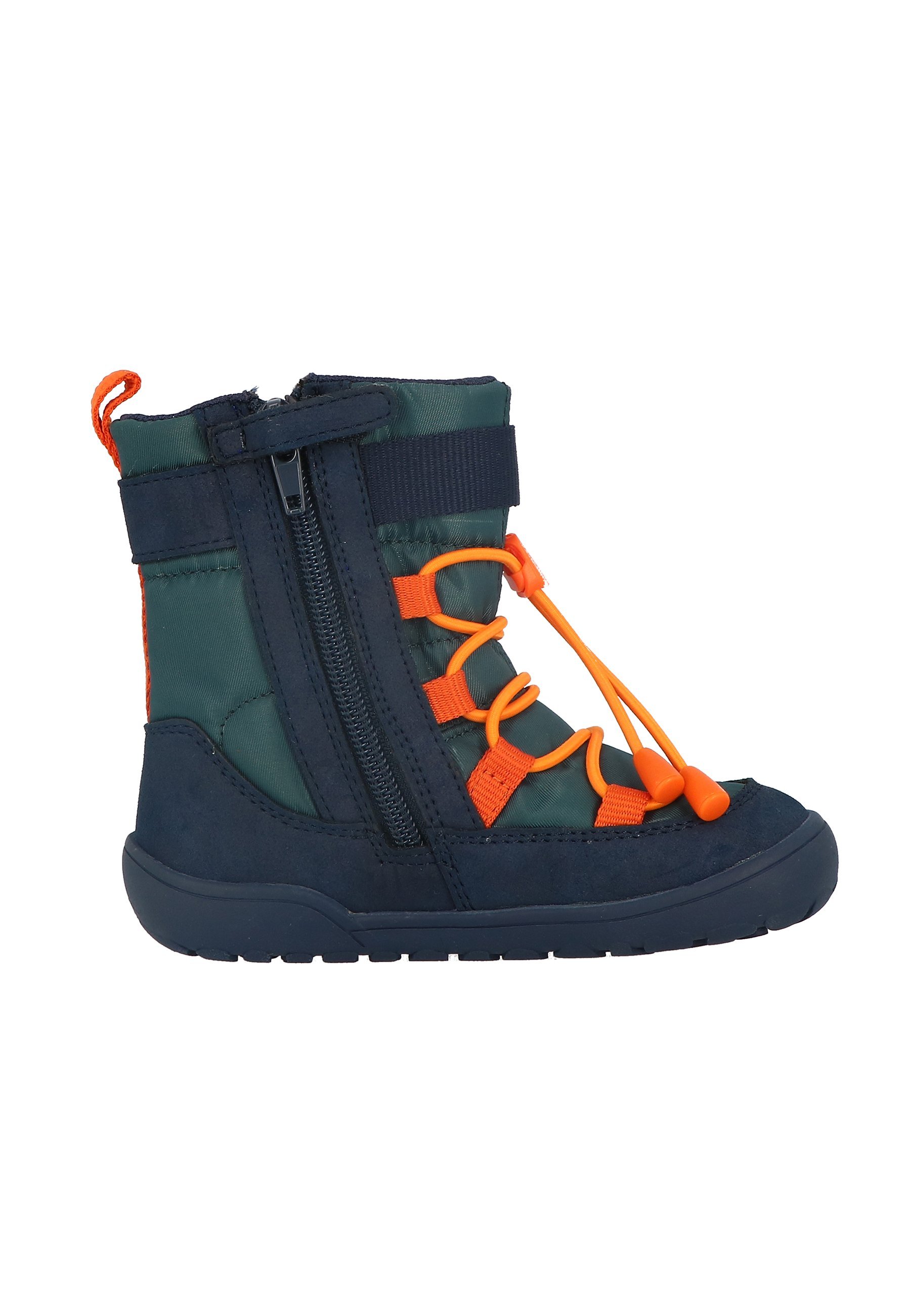 Lurchi JACE BAREFOOT TEX UNISEX - Enkellaarsjes met vetersluiting - petrol/oranje