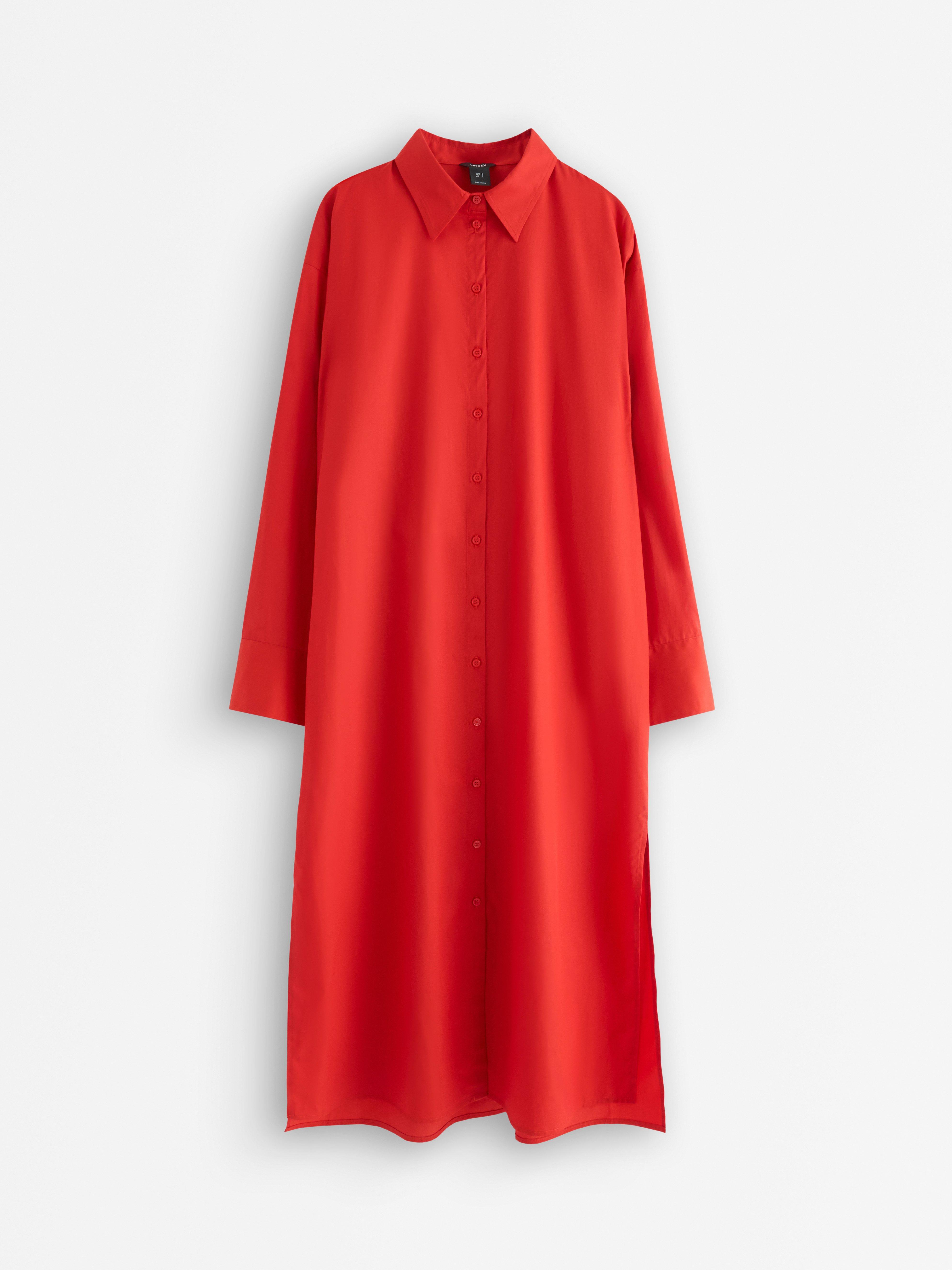 Vestido camisero rojo oscuro