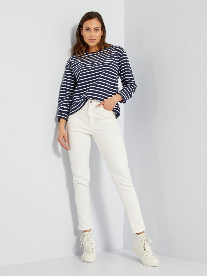 Calça jeans slim stretch - tamanho 32L - branca